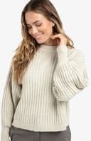 YAYA trui in de kleur cloud grey met een grof ribpatroon en ronde hals