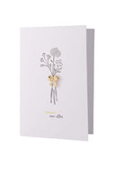 Zusss kaart broche strik met bloemen lijntekening en goudkleurige broche