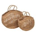 Yoshiko Home open mand l van naturel gras in ovale vorm met hengsels