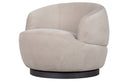 BePureHome draaifauteuil Woolly in naturel kleur met ribstof en banenpatroon