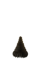 Een kleine, opvouwbare decoratieve kerstboom van zwart papier met gouden randen van het merk MrsBloom.