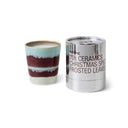 HKliving giftset frosted leaves met geurkaars in keramieken mok en zilveren geschenkverpakking