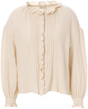 JcSophie blouse egypt in de kleur creme met ruffle kraag en manchetten
