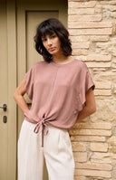 YAYA blouse met knoopdetail in oud roze
