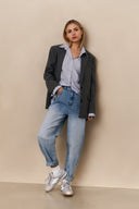 Blauwe casual YAYA jeans met hoge taille en rechte pijpen