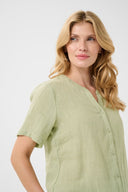 Cream blouse linnen - green tea