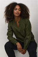 Cream blouse - donkergroen