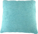Turquoise handgebreid XL kussen van 60 bij 60 cm