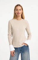 YAYA shirt in zandkleur met afneembare manchetten