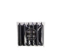Set van zes zwarte dinerkaarsjes van Rustik Lys, 12 cm hoog