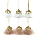 Hanger engeltje fluffy met een wit en taupe lijfje en details van polyresin