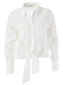 JcSophie blouse Cezanne in off white met kraag en knoopsluiting