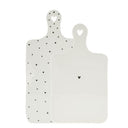 Bastion Collections tray van aardewerk in wit met zwarte hartjes