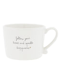Bastion Collections mok l follow in aardewerk met decoratie in zwart, wit en caramel