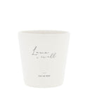 Bastion Collections beker love is all in wit aardewerk met donkergrijze tekst