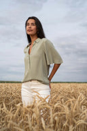 Zusss blouse korte mouw - saliegroen