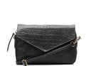 Zwarte Chabo tas rio romy croco in rundleer met envelop flap en schouderband