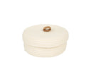 MrsBloom mand van katoen in creme en bruin met PU lederen details