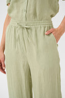 Cream broek linnen - green tea