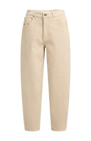 YAYA broek jeans in de kleur desert beige met een barrel fit pasvorm en hoge taille.