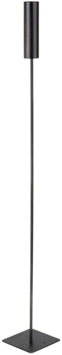 Zwarte metalen kandelaar van 60 cm hoog met een vierkante voet van het merk ERNST.