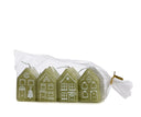 Set van vier Rustik Lys adventkaarsjes in de vorm van huisjes in de kleur eucalyptus