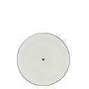 Bastion Collections bordje 15 cm in wit aardewerk met zwart hartje en zwarte rand
