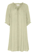 Cream jurk linnen - green tea