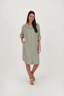 Zusss jurk linnenlook - saliegroen