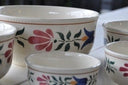 Schalenset van 5 stuks in Steingut met handgeschilderd decor