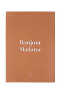 Zusss poster in formaat A5 met de tekst bonjour madam in de kleur brique