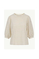 Zusss shirt pofmouw gestreept in offwhite en ecru