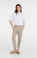YAYA broek hoge taille in de kleur crockery brown met bijpassende ceintuur