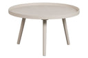 WOOOD bijzettafel Mesa L in antiek beige met grenenhouten poten en opstaand randje.