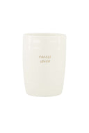 Witte keramische koffiemok van het merk Zusss met de tekst coffee lover in gouden letters