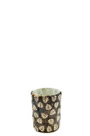 MrsBloom waxinehouder jean s in taupe glas met zilveren blaadjes patroon