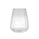 Leeff waxinehouder l van mondgeblazen glas met een hoogte van 23 cm.