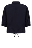 Zoso blouse in donkerblauw met klassieke kraag en knoopsluiting.