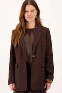Donkerbruine Zusss blazer met reverskraag en knoopsluiting