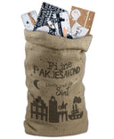 Jutezak met Sinterklaas-afbeeldingen in naturelkleurig jute
