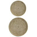 Rond metalen dienblad in brons en creme tinten met gehamerde structuur