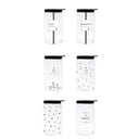 Bastion Collections voorraadpot van helder glas met zwarte opdruk en zwart deksel