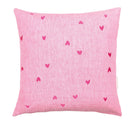 Bastion Collections kussenhoes in roze linnen met geborduurde hartjes