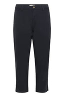 Donkerblauwe Cream broek met rechte pijpen en een normale taillehoogte