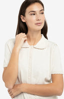 YAYA vestje in de kleur kit beige met korte mouwen en knoopsluiting