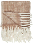 Ib Laursen plaid in roestkleur met crème accenten en franjes aan de uiteinden
