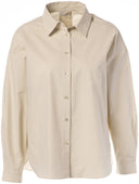 JcSophie blouse jason in beige met een klassieke kraag en lange mouwen