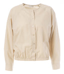 JcSophie blouse charlotta in zand met ronde kraag en knoopsluiting