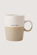 Zusss theemok tea time uitgevoerd in wit met een zandkleurige dip aan de onderzijde