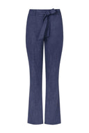 Zoso broek Belamy in donkerblauw gemêleerd met flair pijpen